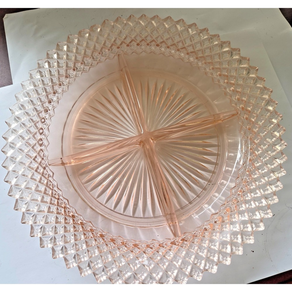 Miss America Pink 4-Part Relish Dish 1930's Depression Glass - Picture 1 of 4